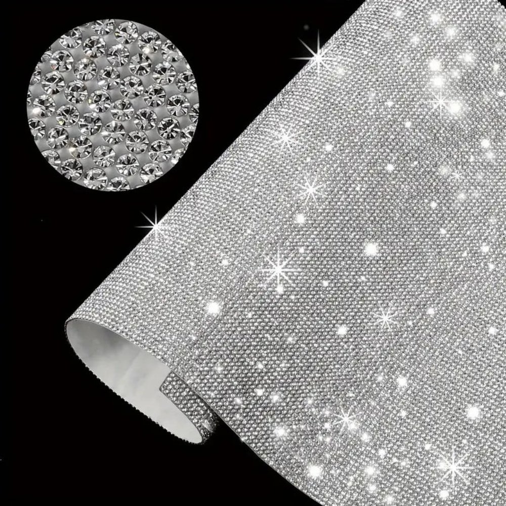 NEW 1 Piece Shiny Rhinestone Self-Adhesive Sticker Sheet - Silver